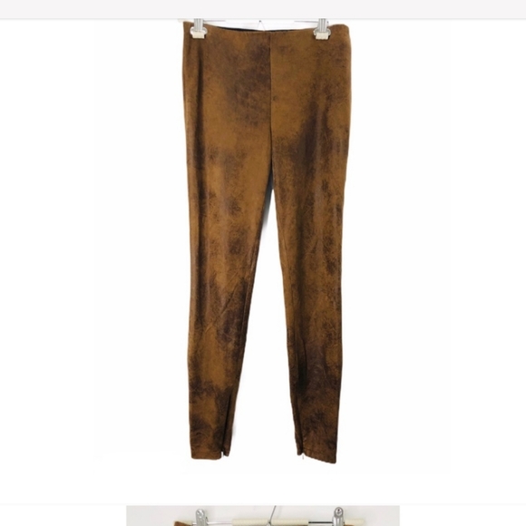 Only Vegan Leather Leggings Distressed Zip Ankle M - Picture 2 of 3